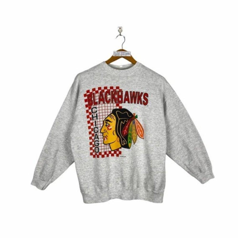 Chicago Blackhawks 90's Chicago Blackhawks 1990 Hockey Sweatshirt